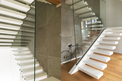 Go Up - kragarmtreppe aus corian mit led von Siller Treppen