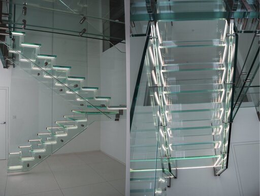 Londra Float - innovative Ganzglastreppe Design von Siller Treppen Glastreppe mit LED 7 2