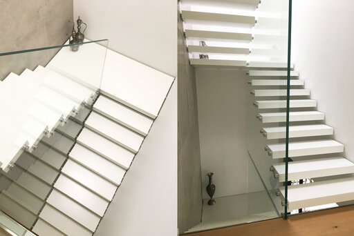 Mistral Corian - schwebend corian Treppe mit led von Siller Treppen