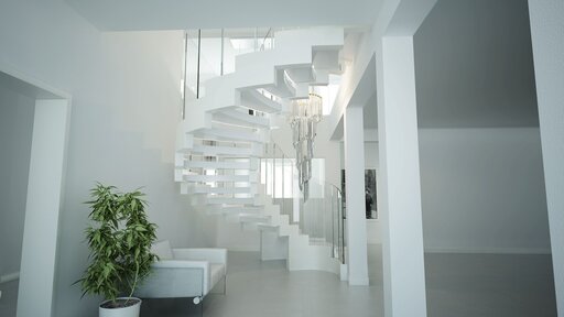 Bogentreppe aus Corian, Cobra Corian - gebogen Treppendesign weiß