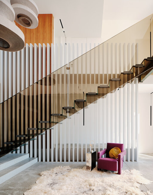 Mistral Bronze - Glastreppe mit Bronze farbenen Glas - Fougeron Architects Arkansas st. Siller Ganzglastreppe 5