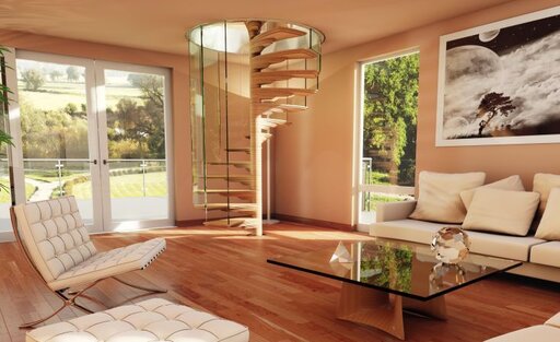 Sky-Screw Holz - klein Spindeltreppe Holz innovation