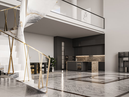 Lasa Marmor, Siller Design - Laasa Marmor Siller Design monolithisch Bogentreppe 2