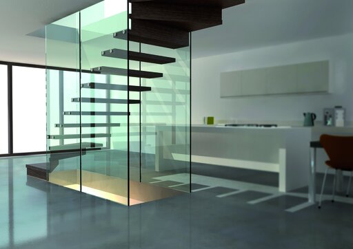 Treppe mit Glaswand - Mistral glas beidseitig